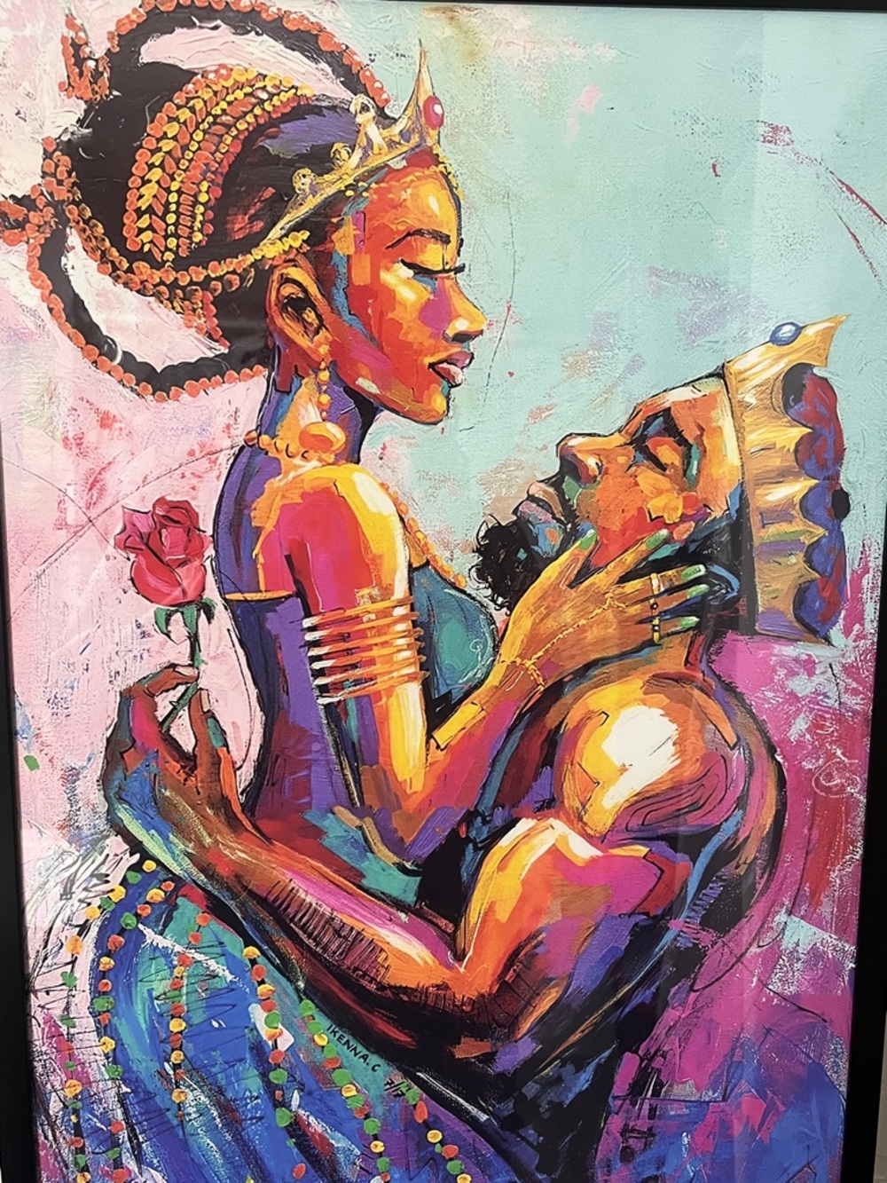 Hand Crafted Royal Embrace Wall Art - Multicolor 16”x24” - Picture 3 of 5